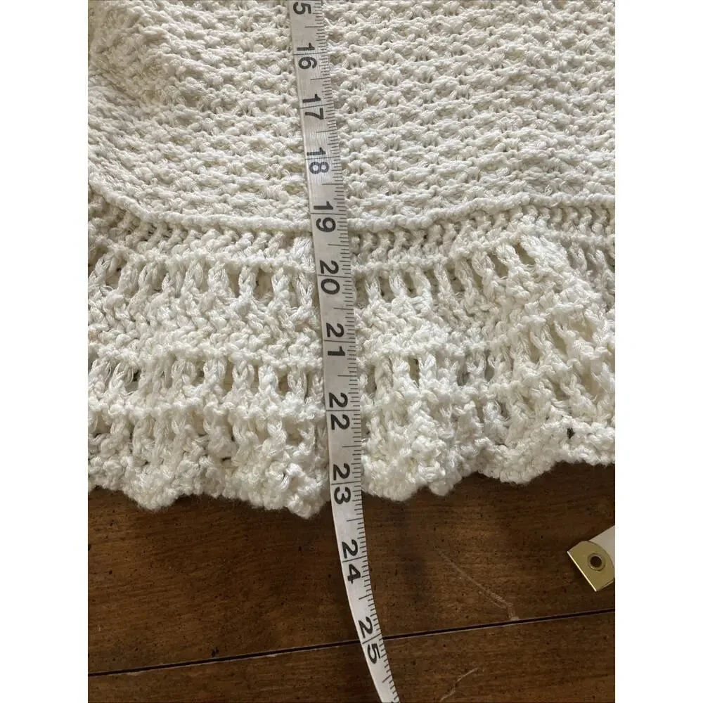 By Anthropologie Crochet Ruffle Top Shirt Sz XLP New Cream Boho Cottage $118‎